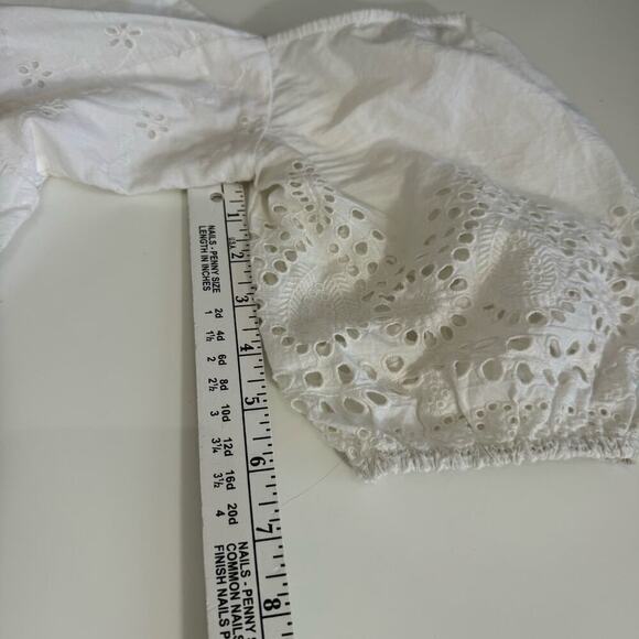 Walter‎ Baker Top Eyelet Blouse White Puff Sleeve Empire Waist Size S - Picture 8 of 10